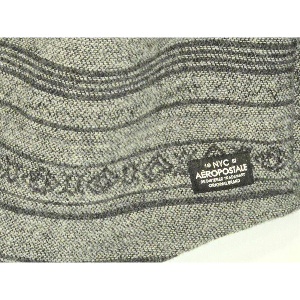 Aéropostale Button Front Hooded Sweater Men’s M Gray Stripe Pattern - Picture 4 of 9